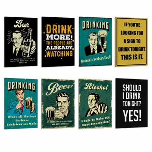 Vintage Beer Canvas Poster Set, Funny Drinking Quote Wall Art Print, Retro Bar Pub Decor, Beer Lover Wall Art for Man Cave, Kitchen, Dining Room, Living Room, Bedroom, Office, Dorm