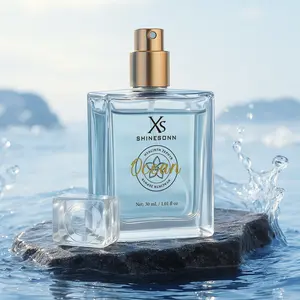 SHINESONN Ocean Men's Perfume. The top notes are lemon + orange; the middle notes are bergamot + lavender + rosemary; the base notes are jasmine + mint. 30mL (1.01 fl. oz). The fresh and elegant fragrance is very suitable for the workplace, and parties.
