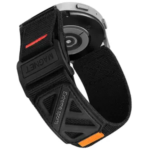 Compatible with Samsung Galaxy Watch 7 6 5 4 FE Band 40mm 44mm/ Watch 6 4 Classic 47mm 43mm 42mm 46mm/5 Pro 45mm/Watch 3 Classic 41mm/Active 2, 20mm Nylon magnetic snap fastener Replacement Sports band for Men Smart Watch Straps