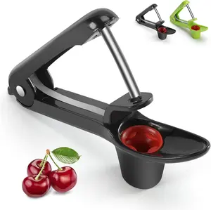 Cherry Pitter Tool, Stainless Steel Cherry Corer Pitter with Ergonomic Push Design, Use for Making Cherry Jam, Pit Cherry with Ease, With Lock Design