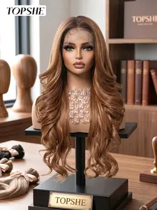 Topshe Wavy Wig, 26 Inches Highlights, Natural Scalp Effect, High-Quality Seamless Synthetic Lace Front, Perfect for Photoshoots & Daily Use