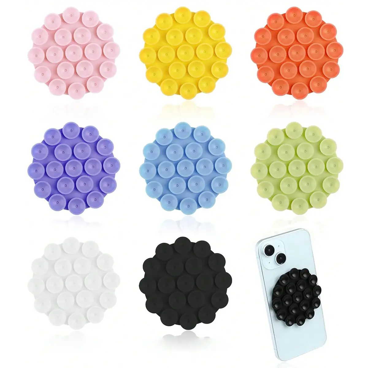 5-Piece Silicone Suction Cup Phone Stand, Non-Slip Phone Holder Design, Selfie Video Hands-Free Accessory, Multi-Functional Mini Suction Cup, Phone Suction Pad