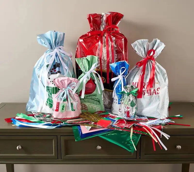 55PCS Christmas gift bags（Bundle: 25 bags + 30 cards）