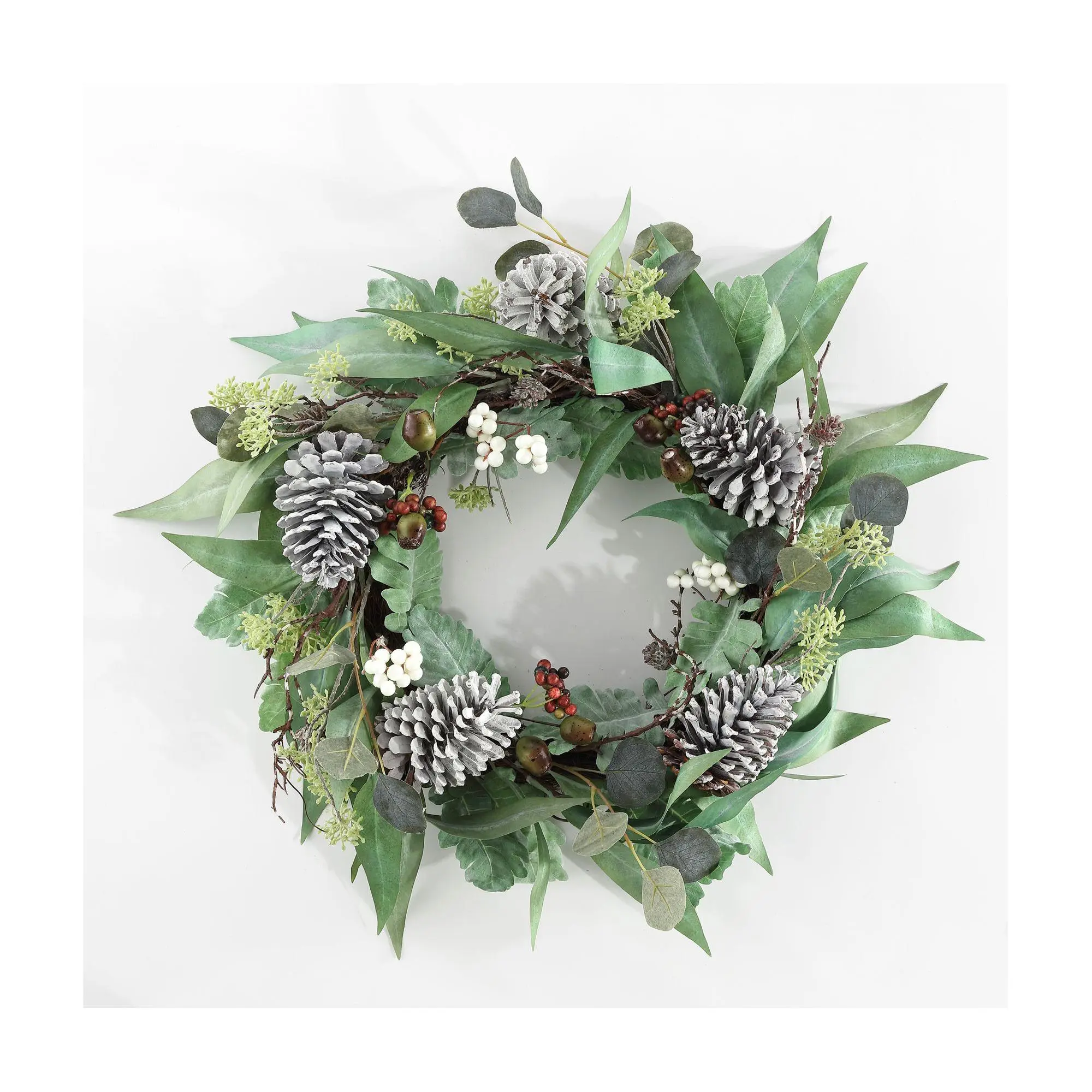 Safavieh Faux 24" Eucalyptus & Berries Wreath W / Pine Cones