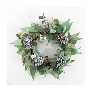 Safavieh Faux 24" Eucalyptus & Berries Wreath W / Pine Cones