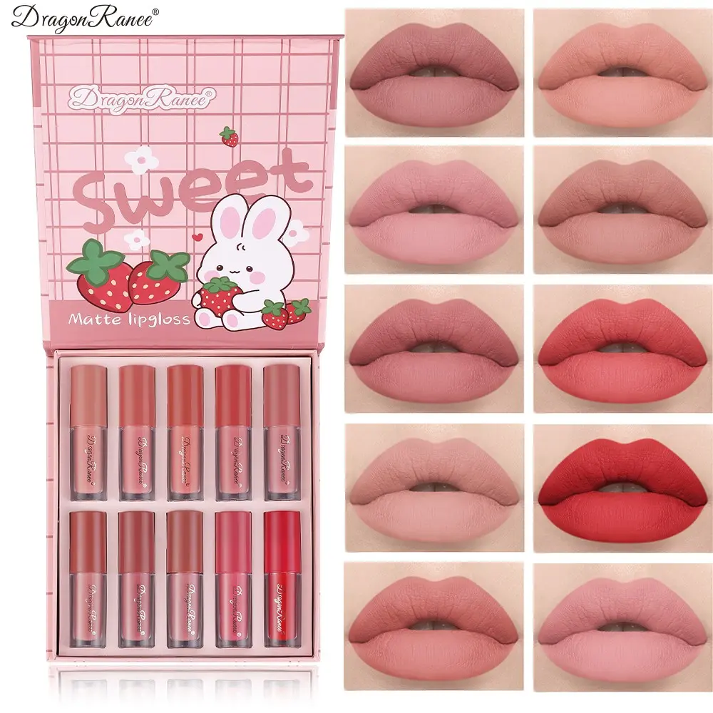 10-Piece Matte Liquid Lipstick Gift Set, Long-Lasting Waterproof Lip Gloss, Lip Colour, Beauty Lipstick, Matte Lipsticks, Cosmetic, Perfect for Daily Use, Dates, Parties, Gifts
