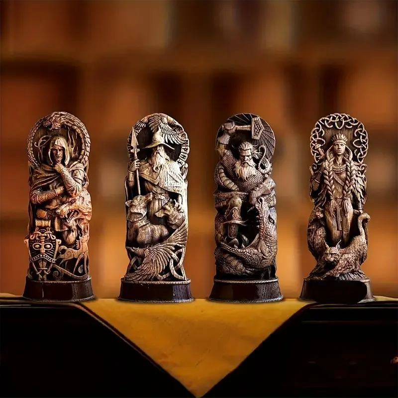 1pc, Nordic Gods Resin Statue, Viking Worship Altar Sculpture, Perfect Decor For Home, Bar, Bookshelf & Outdoor Garden, Gift Room Ornaments Art Decoration Items Odin