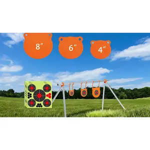 AR500 Steel Target Stand Kit,AR500 Steel Target Combo Set, 3/8 Inch Thick Hanging Gong Target Kit, Outdoor Hanging Shooting Targets with 10 Bonus Paper Targets.All-in-One AR500 Steel Accessory Kit, Compatible with 1 Inch OD EMT Conduit; Metal Tube Not Inc