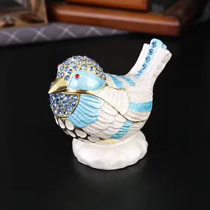 Fantasy Enamel Sparrow Jewelry Box with Base, Ideal for Keepsakes and Jewelry Storage, Trendy Desktop Organizer, Perfect Small Treasure Holder
