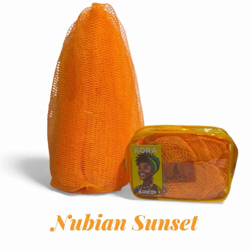 KORA NET’s Nubian Sunset is an Authentic African Exfoliating Net Sponge for Gentle Skin Care bath tool
