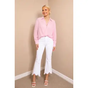 Hidden Happi White Frayed Hem Crop Flare