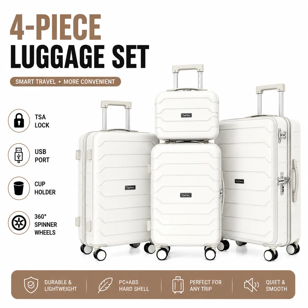GMZGZN 4-pieces set Luggage 14''+20''+24''+28''INCH,With USB Charging TSA Lock, Thickened PC Material: Drop-Resistant and DurableLarge capacity trolley   Business travel  perfect for summer travel Durable Travel Free  wheel suitcase school fathersdaygift