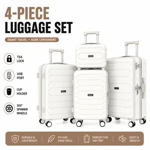 GMZGZN 4-pieces set Luggage 14''+20''+24''+28''INCH,With USB Charging TSA Lock, Thickened PC Material: Drop-Resistant and DurableLarge capacity trolley   Business travel  perfect for summer travel Durable Travel Free  wheel suitcase school fathersdaygift