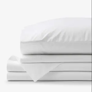 Solid Garment Washed Cotton Percale Bed Sheet Set - White, Full