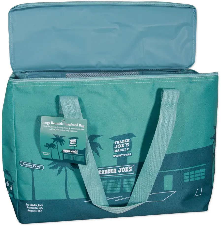 Trader Joe's Large Insulated Tote | 8 Gallon Reusable Cooler Bag | Dusty Blue