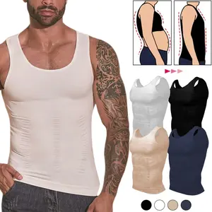 Men's Compression Shirt for Body Shaper Vest Tight Tummy Control Underwear Workout Tank Top Abs Abdomen Muscle Undershirts Shapewear Gynecomastia Shirt for Men, Body Shaping Wear, Sleeveless Undershirt, Snug Fit Top