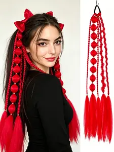 Lantern Bubble Braid 22 Inch Synthetic Fiber Wig Tail, Lightweight 55g, Kids & Adults, Daily Party Performance Hair Extension