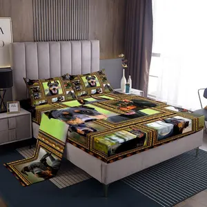 Doberman Bed Sheet Set,Cute Dog Puppy Bed Sheets with Deep Pocket Fitted Sheet for Teens Adults,Doberman Lover Gift Sheets,Dog Lover Bed Set