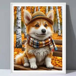 Corgi Dog Pattern DIY Diamond Arts Colorful Painting Kit without Frame, DIY 5D Diamond Arts Colorful Painting Kit, Wall Art Decor for Home Living Room Bedroom