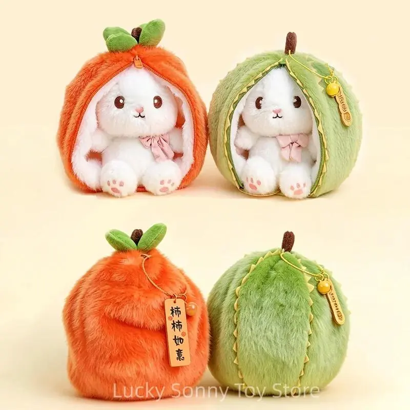 New Fruit-Themed Transformable Bunny Plush Toy - Durian, Pineapple, Carrot, Strawberry Rabbit Soft Doll, Festive Party Gift for Birthdays/Christmas, Home Supply for Dorms & Apartments