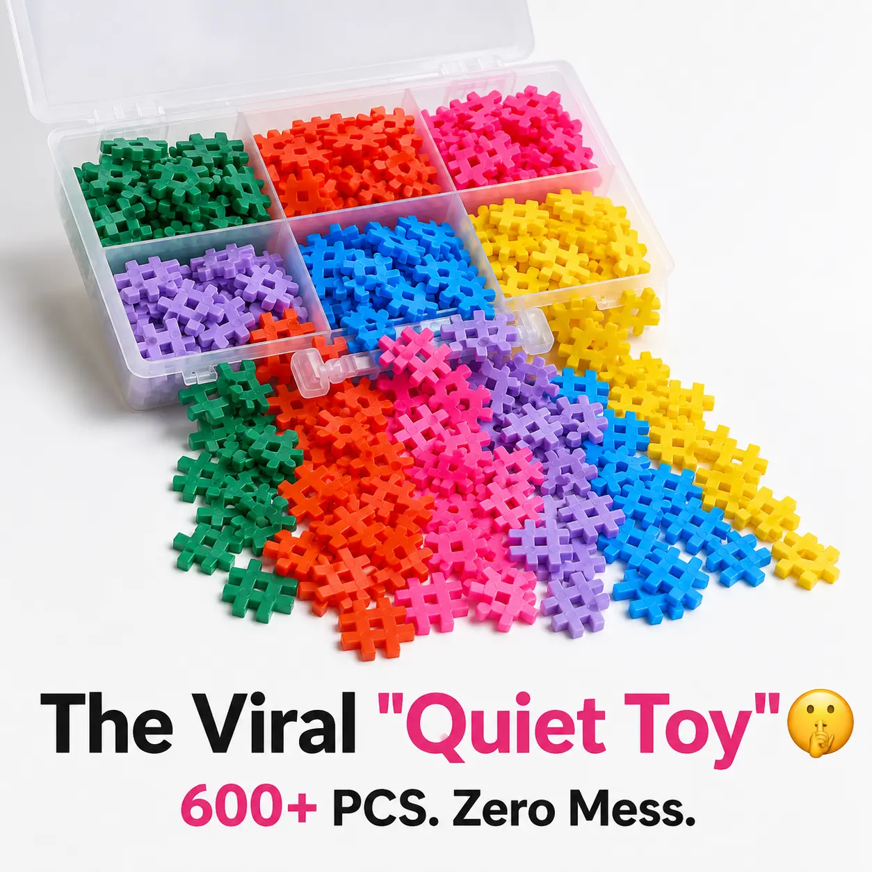 600-Piece Interlocking Building Blocks Set with Storage Case, Colorful 2D & 3D Creative Construction Toy for Kids Ages 3+