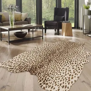 Leopard Print Rug, Animal Print Cowhide Rug for Living Room Bedroom Cow Hide Cheetah Faux Fake Antelope Deer Western Rustic  Wall