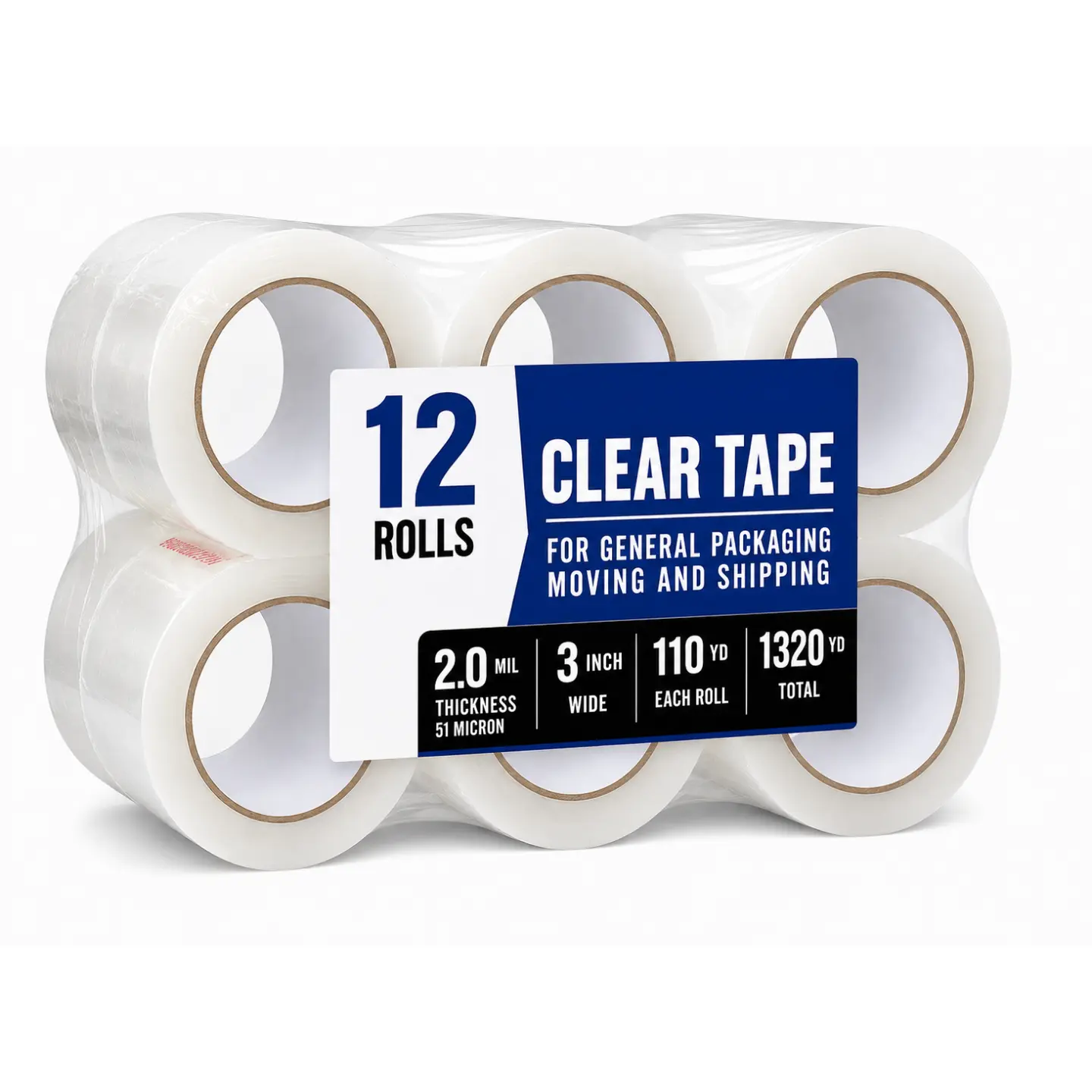 3” x 110 Yards Clear Packing Tape 18/12/6 Rolls 2 Mil Thick Premium Quality Heavy Duty Packing Tape Strong Adhesion High Tensile Strength for Moving Boxes Sealing Mailing Binding Warehouse Office Use Storage & Wrapping Packaging Shipping
