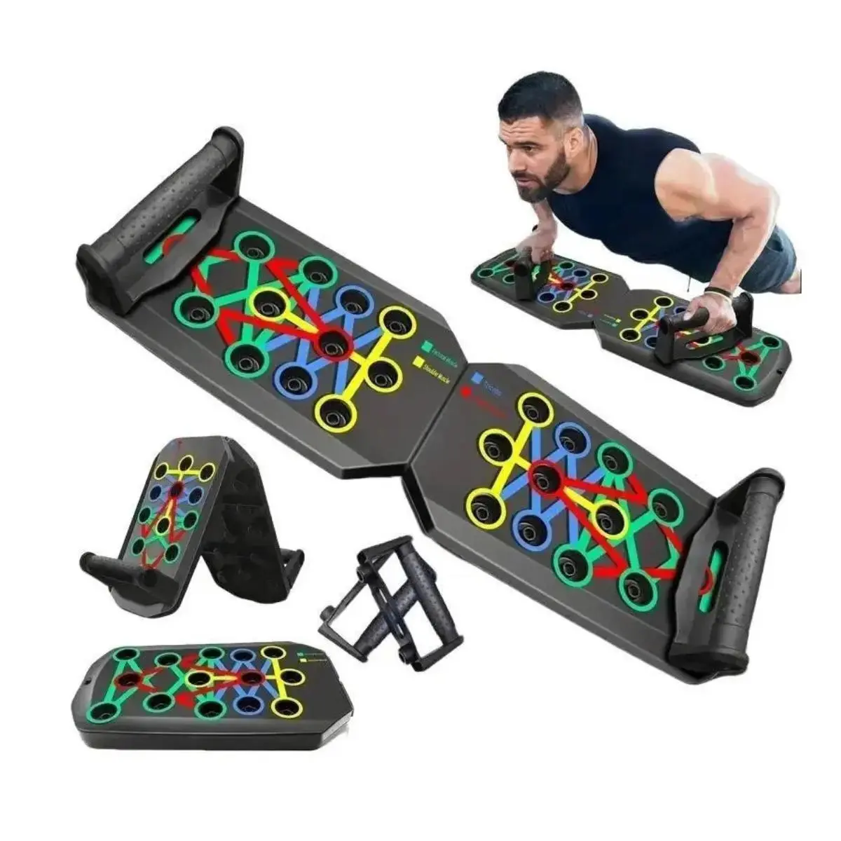Push Up Board - Color-Coded 365 Days Fitness Calendar for Men, Portable Durable Workout Equipment, Targets Chest, Arms, Shoulders & Core