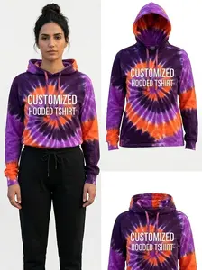 TIE DYE HOODED TSHIRT CUSTOMIZED TIE DYE Pack Live - PLAIN OR ADD A Choose the Graphic Women's Comfortable T-Shirt, Sweatshirt, Hoodie - Christmas T-Shirts, Skull & Retro Shirts, Streetwear Casual Crewneck Tee