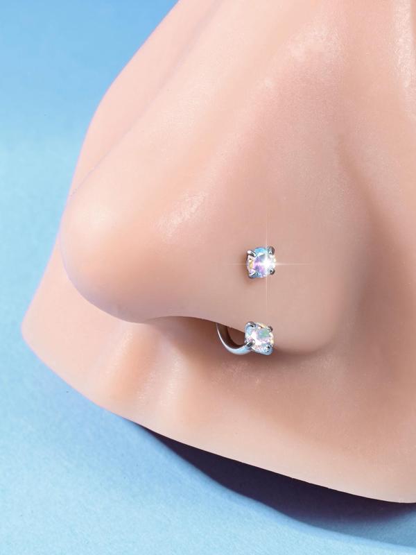 Stainless Steel Horseshoe Nose Ring, Cubic Zirconia U-Push Septum, 18g Cartilage Earring, Unisex Piercing Jewelry, Body Piercing Jewelry, Durable Hypoallergenic