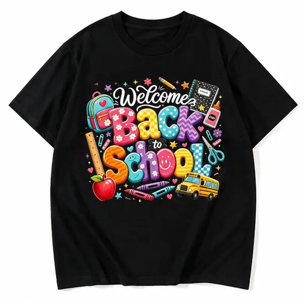 Welcome Back To School T-Shirt Women First Day Of School Graphic Tee Short Sleeve Teacher Gift Black Tshirt Casual Fashion Shortsleeve
