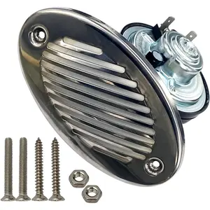 12V 125DB Waterproof Marine Boat Horns, 316 Stainless Steel, Bright Sound With Two Types of 316 Stainless Steel Mounting Screws