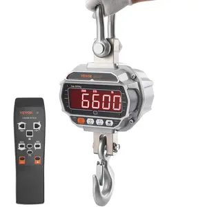 VEVOR Digital Crane Scale,  6600 lbs/3000 kg, Industrial Heavy Duty Hanging Scale with Remote Control, Cast Aluminum Case & LED Screen, High Precision for Construction, Factory, Farm, Hunting (Silver)
