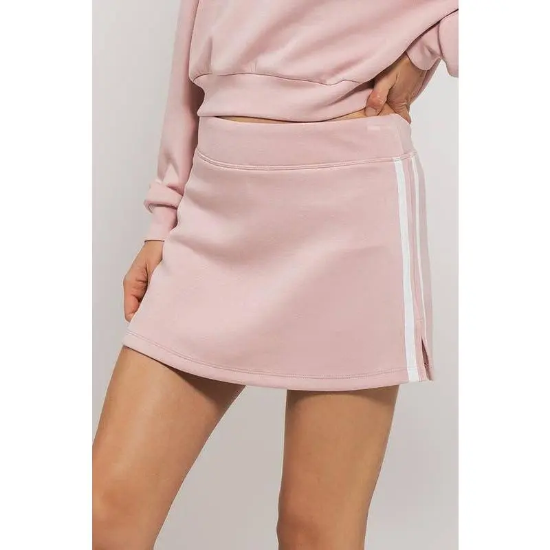 Athletic Sweat Skort in Pink Stone