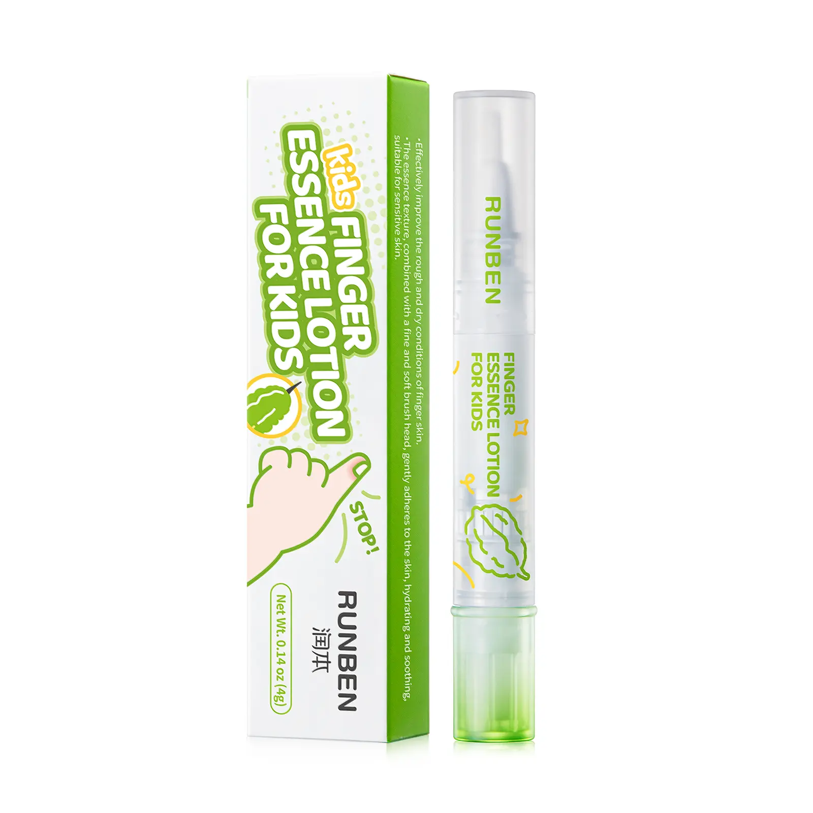 RUNBEN Nail Biting Treatment for Kids, Bitter Taste Cuticle Care Pen for Nail Biting & Thumb Sucking, Plant-Based Nail and Cuticle Lotion for Dry Cuticles, Kids Teens & Adults