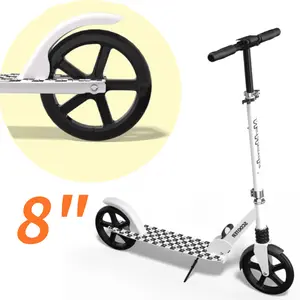Nattork Kick Scooter for Kids 6+ Teens, 8" Large Wheels Foldable Scooter, Adjustable Height, 240 LBS Capacity, Anti-Shock Suspension, , Perfect for School, Neighborhood & Birthday Gift - Navy Blue / Black / White