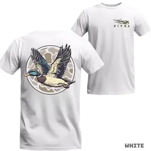 Sitka T-Shirt - Flying Mallard Duck Graphic with Circular Camo - Fashion Cotton Graphic Tees T-Shirt, Streetwear Crewneck Menswear Tops Casual , Duck Hunting Shirt, Sportswear, Tee for Men Soft Green unknown pathfinder  uniform urban  apparel