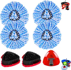 Mop Replace Heads Compatible for OCeda 2-Tank System,7 Pack Spin Mop Refill Replacement with 2 Scrub Brush and Base,  Mop  Deep Cleaning to Tough Stains