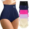 Morelect Women's High Waist Tummy Control High Elasticity Plus Size Briefs - Plain Letter Print, Lightweight Flexible Fit, Breathable Solid Fabric, 5-Pack Multicolor Panties (Do Not Dry Clean), 5 Pack-Multicolor A, Panty
