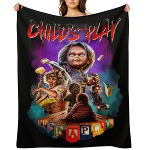 Chucky Horror Movie Thermal Blanket Warm Lightweight Horror Movie Patterned Flannel Blanket Room Decor,All Season Bedding Room for Halloween Blanket Living Room Decor Birthdas