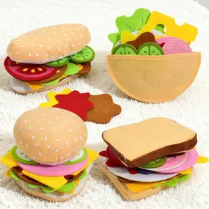 Creative DIY Felt Food Set, Burger Sandwich Toy, Fun Educational Pretend Play Kitchen Accessories, Perfect Gift for Kids