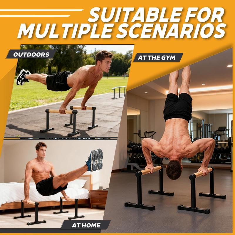 Trlakepreble Wooden Parallel Bars 20" x 12" Dip Bar with Thick Beech Handles for Home Gym, Strength Training, Handstand, L-Sit, Gymnastics, Anti-Slip Mats, 700lbs Capacity, Easy Installation