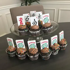 Mahjong/Mah Jongg Cupcake/Cake Toppers | 3D Printed Party Decorations/Party Favors for Mahjong Lovers (Set of 8) 1 each: North, South, West, East, Joker, Red, Green and White Dragon Cake Topper