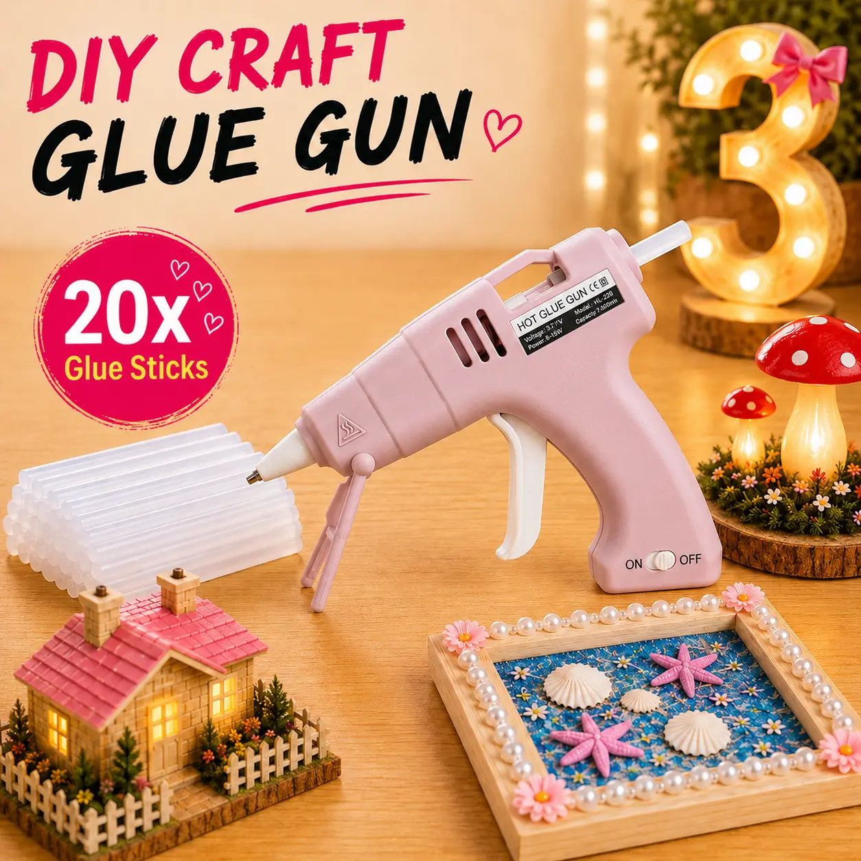Mini DIY Glue Gun - Perfect for Arts & Crafts, Decorations, Gifts & Creative Projects