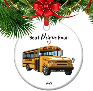 Best Driver Ever Christmas Ornaments 2024, School Bus Ornaments for Christmas Tree Decoration, School Bus Driver
