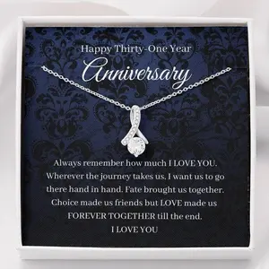 Wife Necklace, 31st Wedding Anniversary Necklace Gift For Wife Travel Anniversary Gift