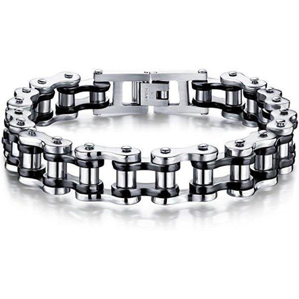 Mens Bikers Bracelet Stainless Steel Motorcycle Bike Chain Bracelets 8.4 Inch