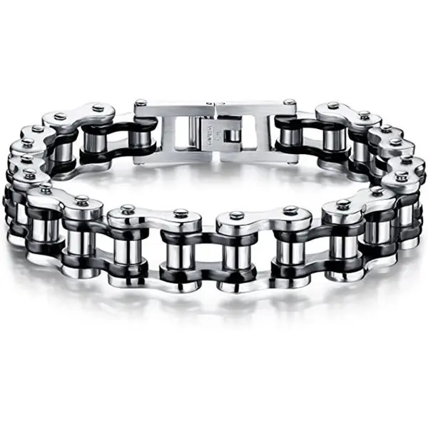 Mens Bikers Bracelet Stainless Steel Motorcycle Bike Chain Bracelets 8.4 Inch