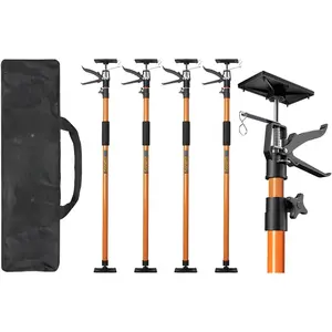 4PK Support Pole, Steel Telescopic Adjustable 3rd Hand Support System, Support Rod, Supports up to 154 lbs Construction Rods for Cabinet Jacks Cargo Bars Drywalls Extends from 49 Inch to 114 Inch