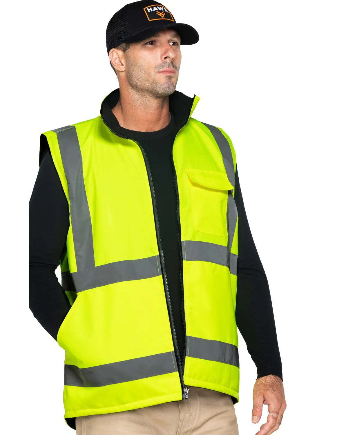 Hawx Men's Men'S Reversible Reflective Work Vest - Hhv10-Ylw